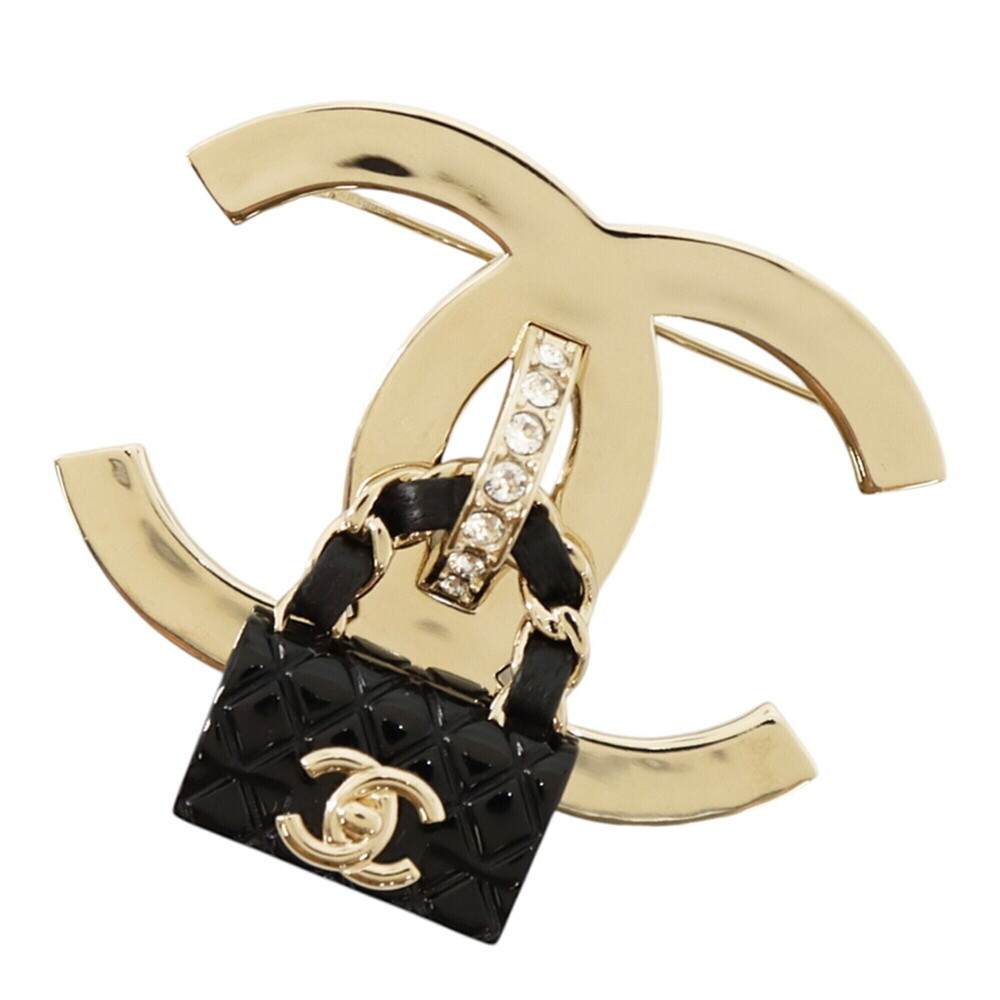 CHANEL Gold Logo Brooch